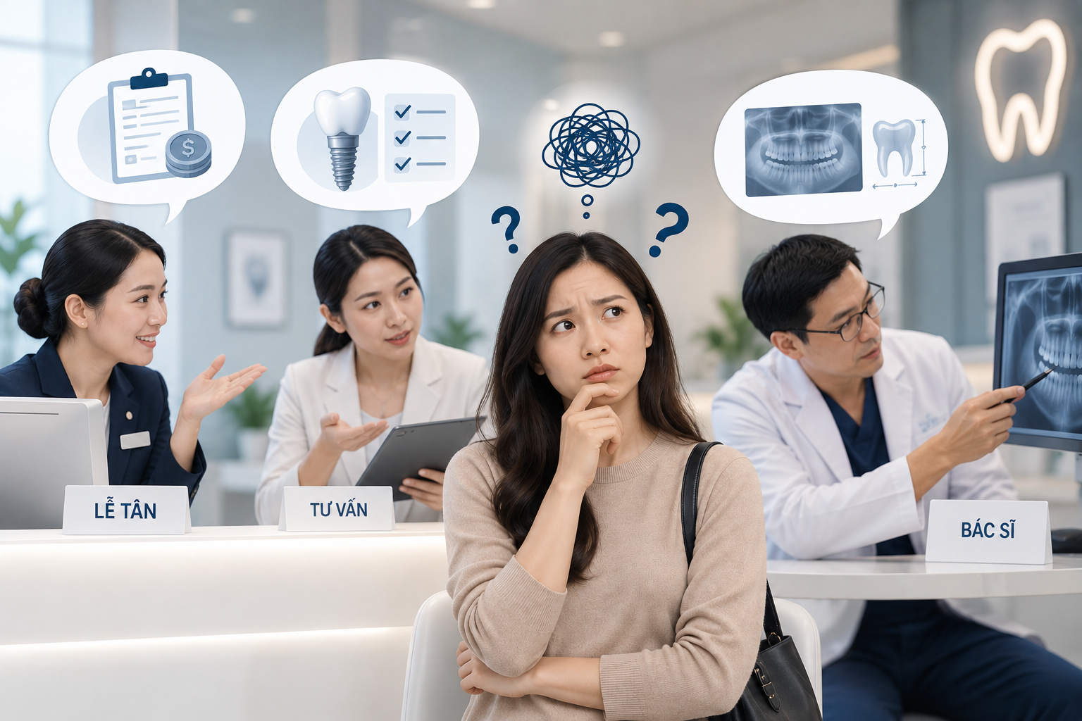 Lễ tân, tư vấn viên, bác sĩ mỗi người trả lời bệnh nhân một kiểu